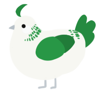 A white and viridian chicken with a neck-band pattern