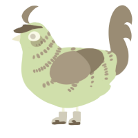 Silas, a gluppy and ash chicken with a half-bar pattern
