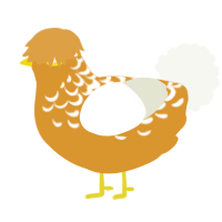A orange and white chicken with a half-lace pattern