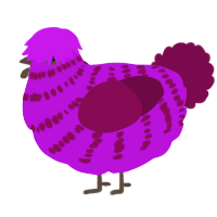 A amethyst and wine chicken with a bar pattern