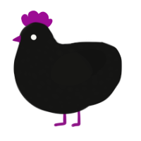 Poltergeist, a black chicken with a speckle pattern