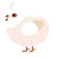 Ice cream, a cream chicken with a head pattern