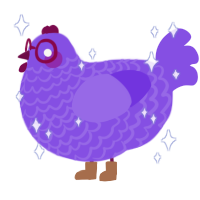 Maru, a blurple chicken with a lace pattern