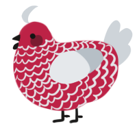 Koi, a crimson and mist chicken with a lace pattern