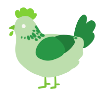 A gluppy and viridian chicken with a neck-speckle pattern