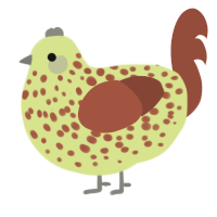 A lemon and russet chicken with a speckle pattern