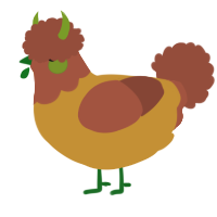 A gold and russet chicken with a head pattern