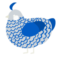 A mist and ultramarine chicken with a lace pattern