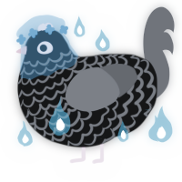 Apathy, a black and grey chicken with a lace pattern