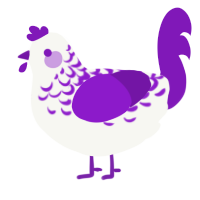 Violet Lace, a white and violet chicken with a half-lace pattern