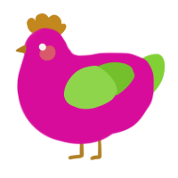 A fuchsia and grass chicken