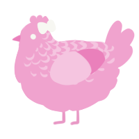 Coquette, a pink chicken with a half-lace pattern