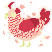 strawbaby, a rose and crimson chicken with a lace pattern