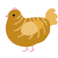 A ochre and honey chicken with a half-bar pattern