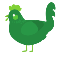 A viridian chicken with a neck-speckle pattern