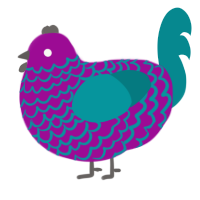 Galeophobia, a plum and teal chicken with a lace pattern