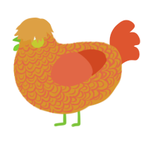 A orange and vermilion chicken with a double-lace pattern