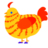 O Honey Honey, a honey and vermilion chicken with a bar pattern