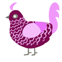 Joe, a wine and lavender chicken with a lace pattern