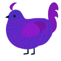 A indigo and violet chicken with a lace pattern