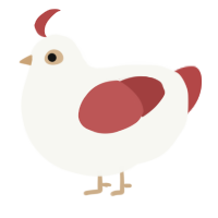 Rosemarry, a white and red chicken