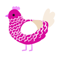 Barbra Barbie Ruth, a fuchsia and cream chicken with a lace pattern