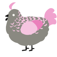 A ash and pink chicken with a half-lace pattern