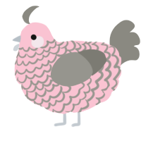 A rose and ash chicken with a lace pattern