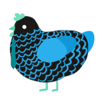 C7ber, a sable and sky chicken with a lace pattern