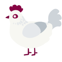 A white and mist chicken with a neck-speckle pattern