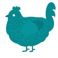 teal zz, a teal chicken with a speckle pattern