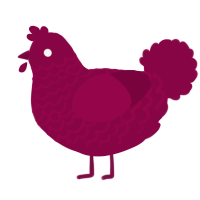 maroon baby, a maroon chicken with a lace pattern