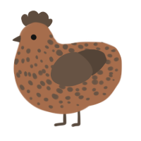 A brown and bark chicken with a speckle pattern
