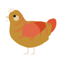 A gold and vermilion chicken with a half-bar pattern