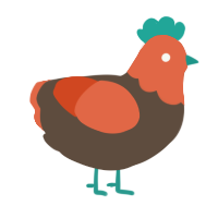 A bark and vermilion chicken with a head pattern