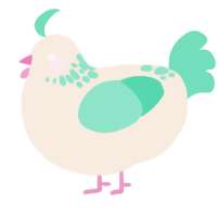 Cosmic Latte, a cream and mint chicken with a neck-speckle pattern