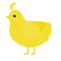 Skin and Bone, a yellow chicken with a speckle pattern