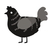 A sable and grey chicken with a half-bar pattern