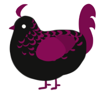 Nepenthe, a black and wine chicken with a half-lace pattern