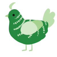 A viridian and gluppy chicken with a half-bar pattern