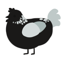 A sable and silver chicken with a neck-speckle pattern