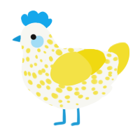 white lemon the v, a white and yellow chicken with a speckle pattern