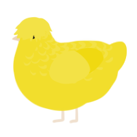 A yellow chicken with a half-lace pattern
