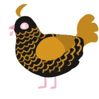 A sable and ochre chicken with a lace pattern