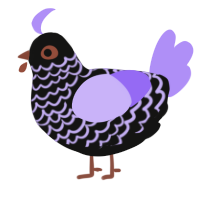 A black and lilac chicken with a lace pattern