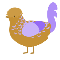 A gold and lilac chicken with a half-lace pattern