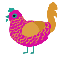 A fuchsia and orange chicken with a lace pattern
