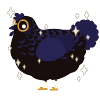 Puer de Lunae, a black and navy chicken with a half-lace pattern