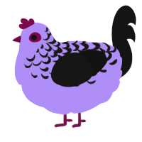runny ink, a lilac and black chicken with a half-lace pattern
