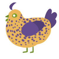 A honey and overcast chicken with a speckle pattern